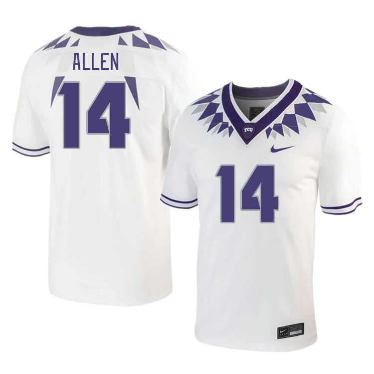 Men #14 DJ Allen TCU Horned Frogs 2023 College Footbal Jerseys Stitched-White - Click Image to Close